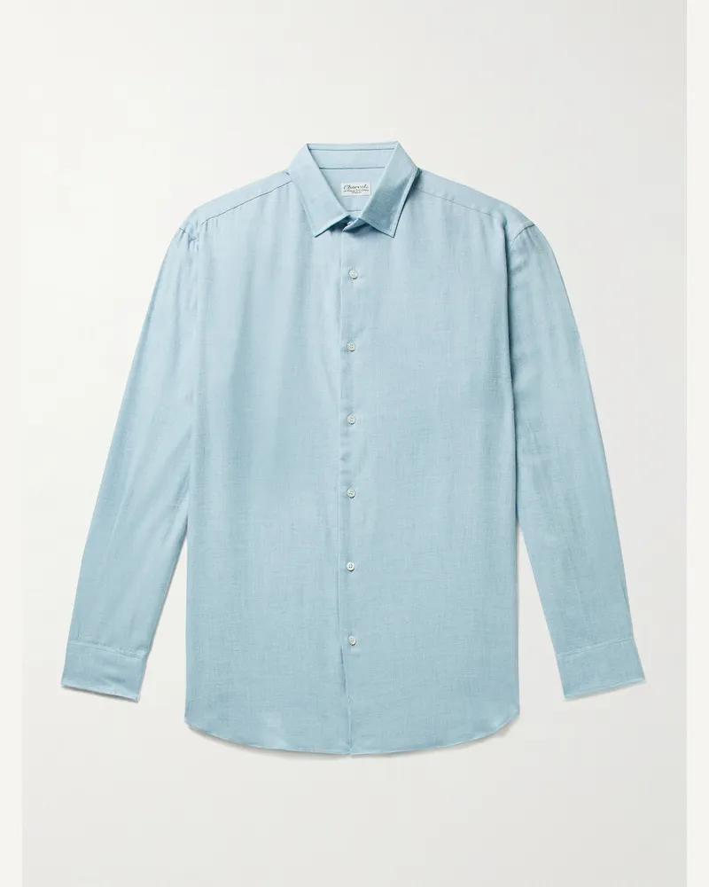 Charvet Camicia in misto cotone e lana Blu