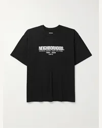 Neighborhood T-shirt in jersey di cotone con logo Nero