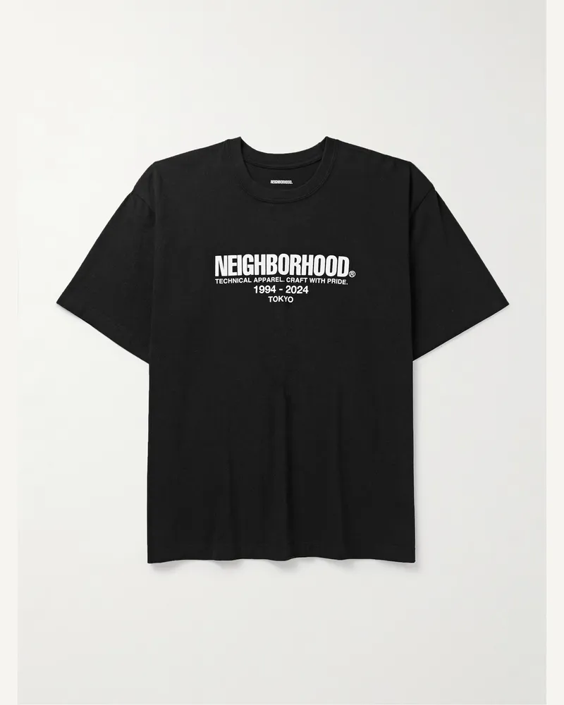 Neighborhood T-shirt in jersey di cotone con logo Nero