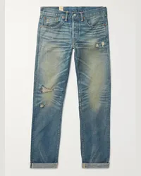 RRL Jeans slim-fit in denim cimosato effetto invecchiato Ridgway Blu