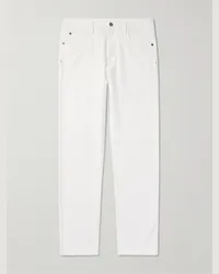 Loro Piana Pantaloni slim-fit in twill di cotone stretch Quarona Bianco