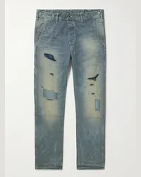 RRL Jeans a gamba dritta effetto consumato con ricami Hopkins Blu