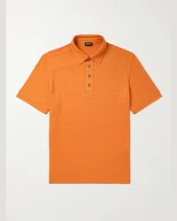 Ermenegildo Zegna Polo slim-fit in lino Arancione