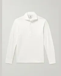 Brunello Cucinelli Polo in jersey di cotone Bianco