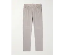 Pantaloni slim-fit a gamba dritta in velluto a coste di cotone e cashmere