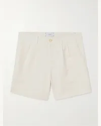 MR P. Shorts a gamba dritta in twill di misto cotone e lino con pinces Neutri