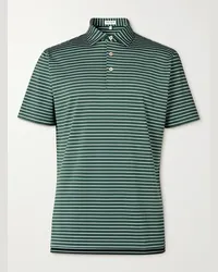 Peter Millar Polo da golf in jersey tecnico a righe Drum Verde