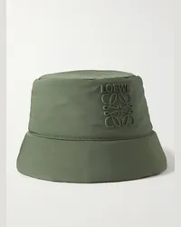 Loewe Cappello da pescatore in nylon imbottito con logo applicato Verde