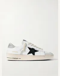 Golden Goose Sneakers in pelle con finiture in camoscio effetto consumato Stardan Bianco