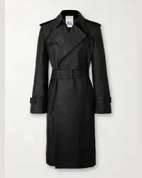 Burberry Trench doppiopetto in misto seta con cintura Nero