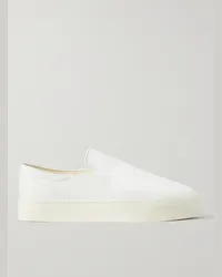 The Row Dean Suede Slip-On Sneakers Bianco