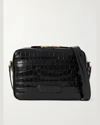 Tom Ford Borsa a tracolla in pelle effetto coccodrillo Nero