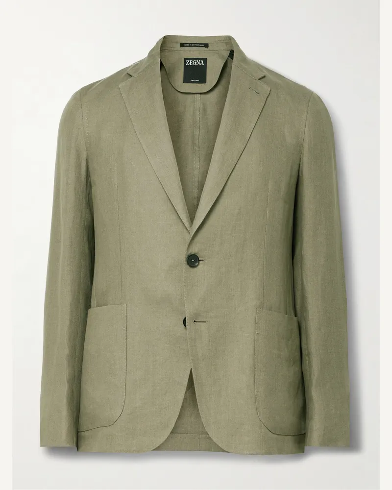 Ermenegildo Zegna Giacca slim-fit in twill Oasi Lino Verde