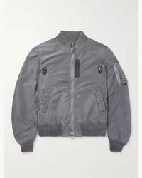 Sacai Bomber in nylon tinto in capo con finiture in fettuccia Grigio