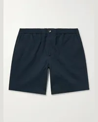 MR P. Shorts a gamba dritta in misto cotone seersucker Blu