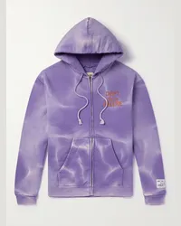 GALLERY DEPT. Felpa in jersey di cotone effetto scolorito con cappuccio, logo e zip Viola