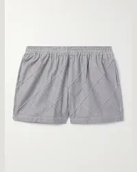 Bottega Veneta Shorts da mare medi a gamba dritta in seersucker a righe Blu