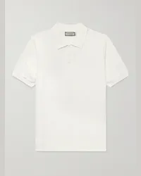 Canali Polo in cotone piqué Bianco