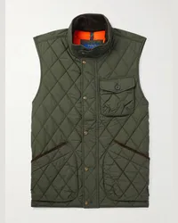 Ralph Lauren Gilet trapuntato in shell con finiture in velluto a coste di cotone Beaton Verde