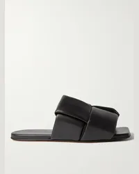 Bottega Veneta Slide in pelle imbottita con motivo Intrecciato Nero