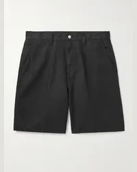 Carhartt WIP Shorts a gamba larga in tela di misto cotone e lino Walter Single Knee Nero