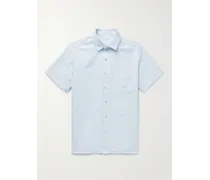 Camicia gessata in cotone seersucker