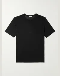 Saint Laurent T-shirt in jersey con logo ricamato Nero