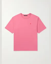 Acne Studios T-shirt in jersey di cotone con logo applicato Exford Rosa