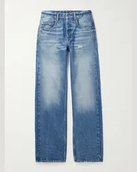 Saint Laurent Jeans a gamba dritta effetto consumato Blu