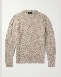 Loro Piana Pullover in misto cashmere e lana a trecce mélange Neutri