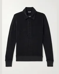 Tom Ford Polo slim-fit in spugna di misto cotone Nero