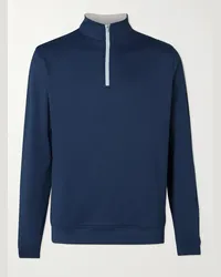 Peter Millar Maglia da golf in jersey tecnico con mezza zip Perth Blu