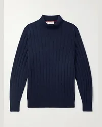 Brunello Cucinelli Pullover in cashmere a coste Blu