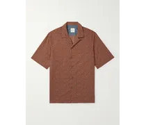 Camicia in popeline di cotone stampato con collo convertibile
