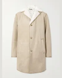 Loro Piana Cappotto in shearling con finiture in pelle Neutri