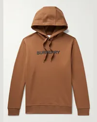 Burberry Felpa con cappuccio in jersey di cotone con logo stampato Marrone