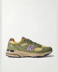 New Balance Sneakers in mesh e camoscio con finiture in pelle 993 Verde