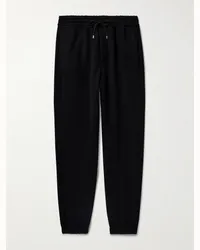 Saint Laurent Pantaloni sportivi a gamba affusolata in jersey di cotone con logo ricamato Nero