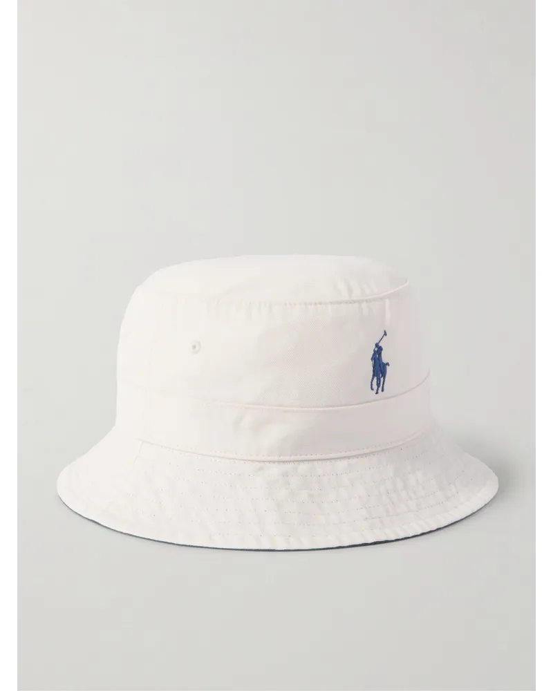 Ralph Lauren Cappello da pescatore in twill di cotone con logo ricamato Loft Bianco