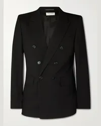 Saint Laurent Blazer doppiopetto in gabardine di lana Nero