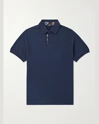 Etro Polo in cotone piqué con logo ricamato Blu