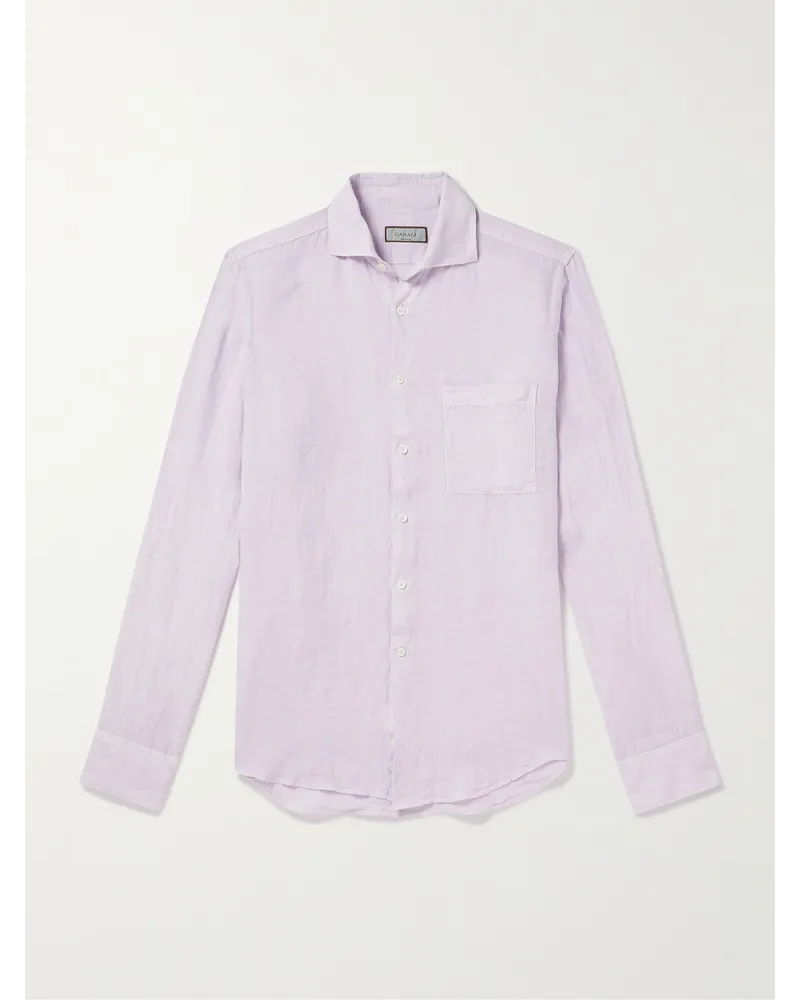 Canali Camicia in lino Rosa