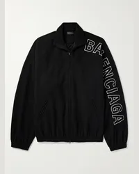 Balenciaga Giacca sportiva oversize in pile con logo applicato Nero