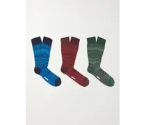 Missoni Confezione da tre paia di calze in misto cotone crochet Multicolore