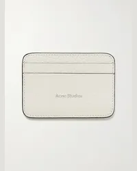 Acne Studios Portacarte in pelle pieno fiore con logo Bianco