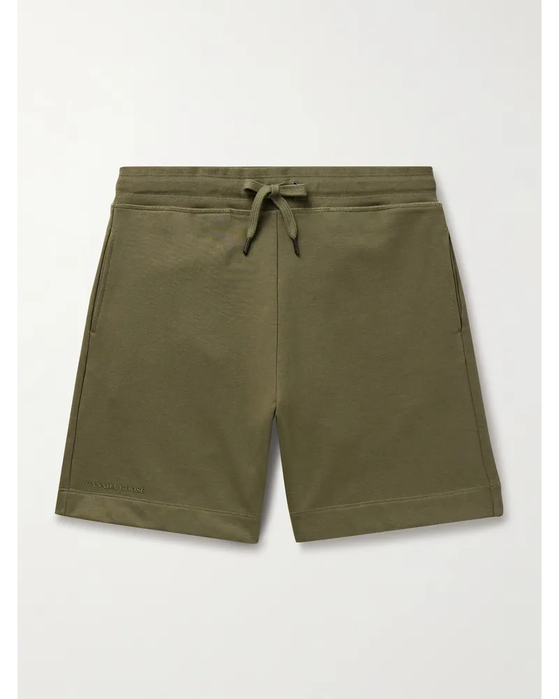 Canada Goose Shorts a gamba dritta in jersey di cotone con logo applicato e coulisse Huron Verde