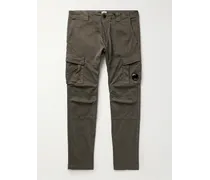 Pantaloni cargo slim-fit in misto cotone con logo applicato