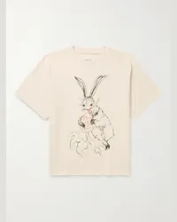 STORY mfg. Rabbit T-shirt in jersey di cotone biologico con stampa Grateful Neutri