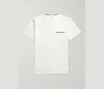 Thom Browne T-shirt slim-fit in jersey di cotone con finiture in gros-grain Bianco