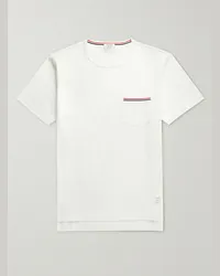 Thom Browne T-shirt slim-fit in jersey di cotone con finiture in gros-grain Bianco